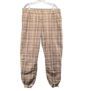 Talbots Hampshire Ankle Wool Pants Womens Size 16 Brown Plaid Polyester Lined